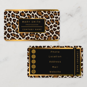 Cartão De Visita Coleção Elegante de Leopardo Branco Trendy Luxury