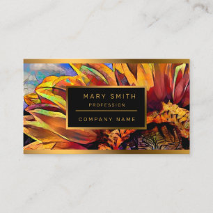 Cartão De Visita Coleção Elegante Dourada de Girassol Grande