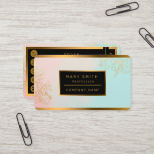 Cartão De Visita Coleção Luxo Moderno Rosa Bege Dourado e Verde Men
