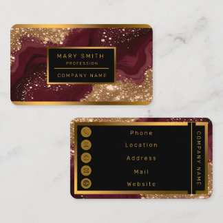 Cartão De Visita Coleção Luxuosa Burgundy Dourada Tendência