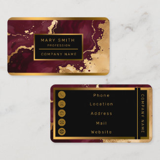 Cartão De Visita Coleção Luxuosa Tendência Burgundy Gold