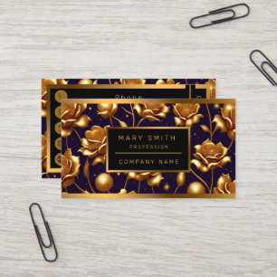 Cartão De Visita Coleção Moderna de Rosa de Luxury Boho Dourado