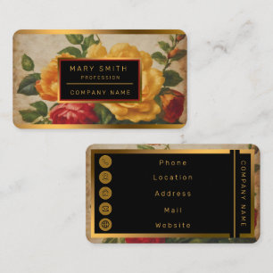 Cartão De Visita Coleção Popular Floral Watercolor Vintage