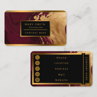 Cartão De Visita Coleção Popular Luxo Dourado Borgonha