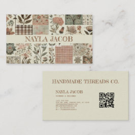 Cartão De Visita Coleta rosa verde e vestuário feito à mão