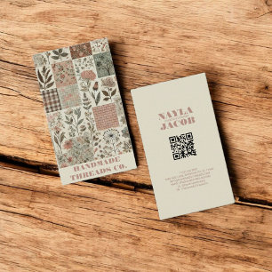 Cartão De Visita Coleta rosa verde e vestuário feito à mão