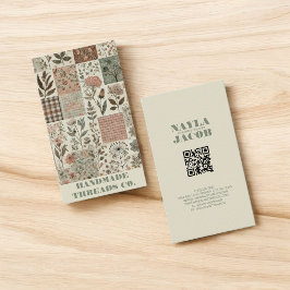 Cartão De Visita Coleta rosa verde e vestuário feito à mão