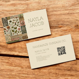 Cartão De Visita Coleta rosa verde e vestuário feito à mão