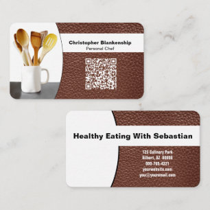 Cartão De Visita Colher de Chef Substituível Foto em Código QR de C