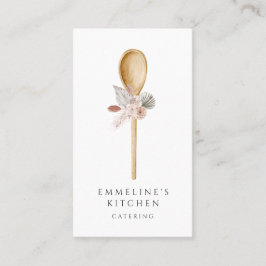 Cartão De Visita Colher De Madeira De Chef Com Catering Floral