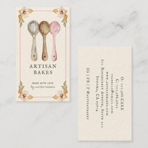 Cartão De Visita Colheres de Medir Aquarela Baker Padaria