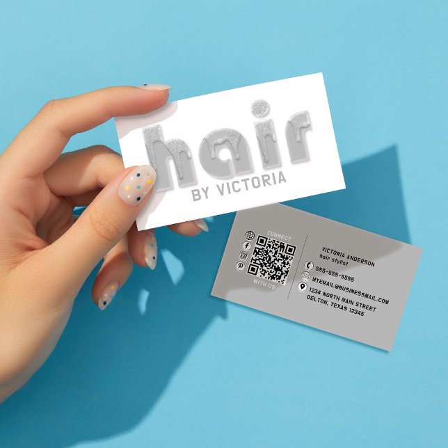 Cartão De Visita Colírio de Cabelo Prateado Coloca Estilista de Est (Criador carregado)