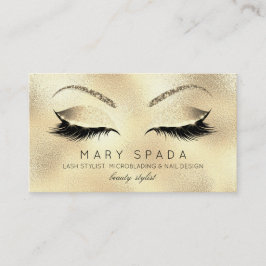 Cartão De Visita Colisão de sobrancelhas Lashes Luminantes Dourado 