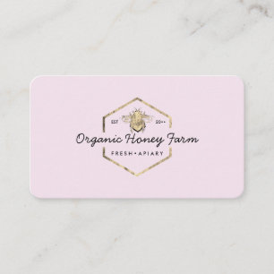 Cartão De Visita Colmeia de Abelhão Rosa Ouro Apiarista