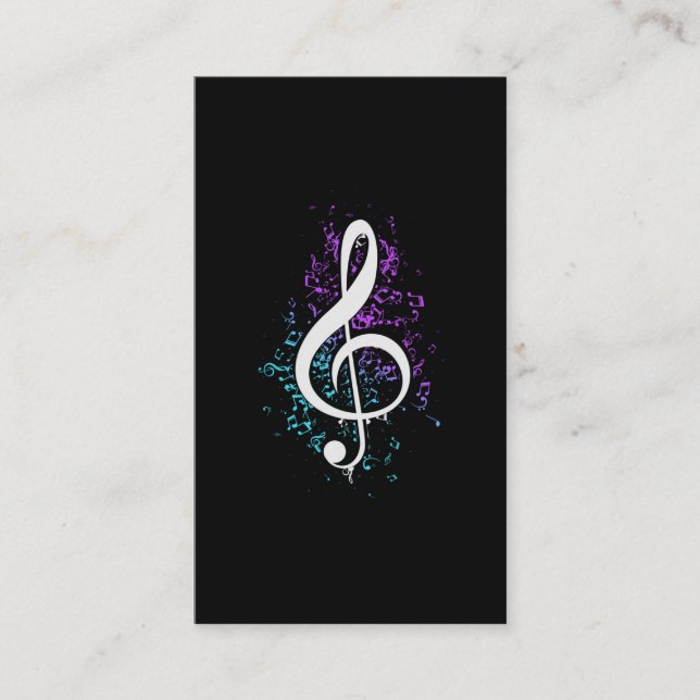 Cartão De Visita Coloful Treble Clef Musical Notes Art (Frente)