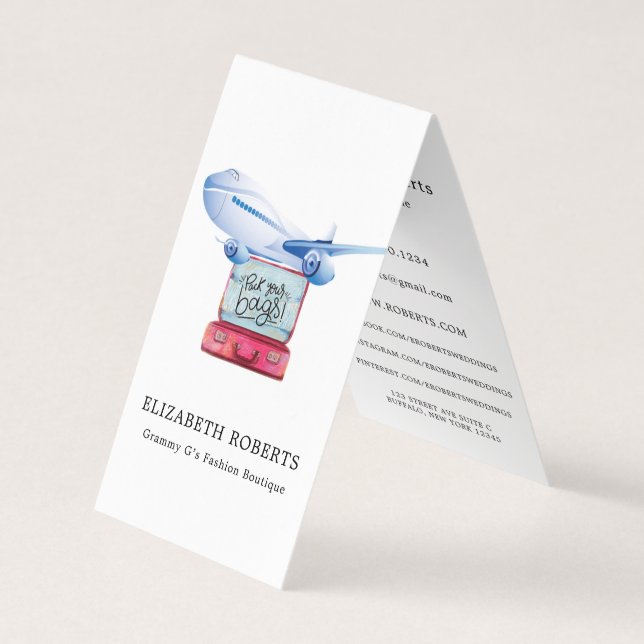 Cartão De Visita Coloque seu Bolsas Viagem Agent (Frente)