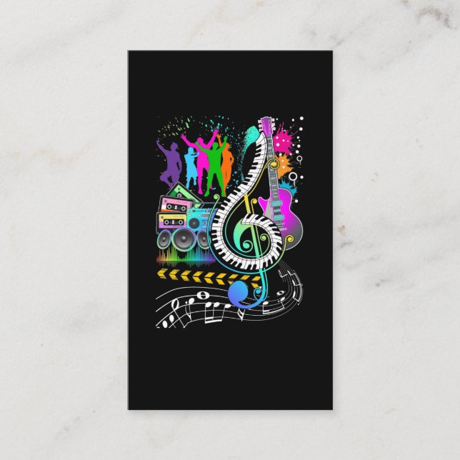 Cartão De Visita Colorful Clef Music Note Musician Pianist (Frente)