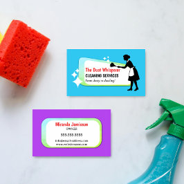 Cartão De Visita Colorful Dusting Maid Professional Cleaning Busine