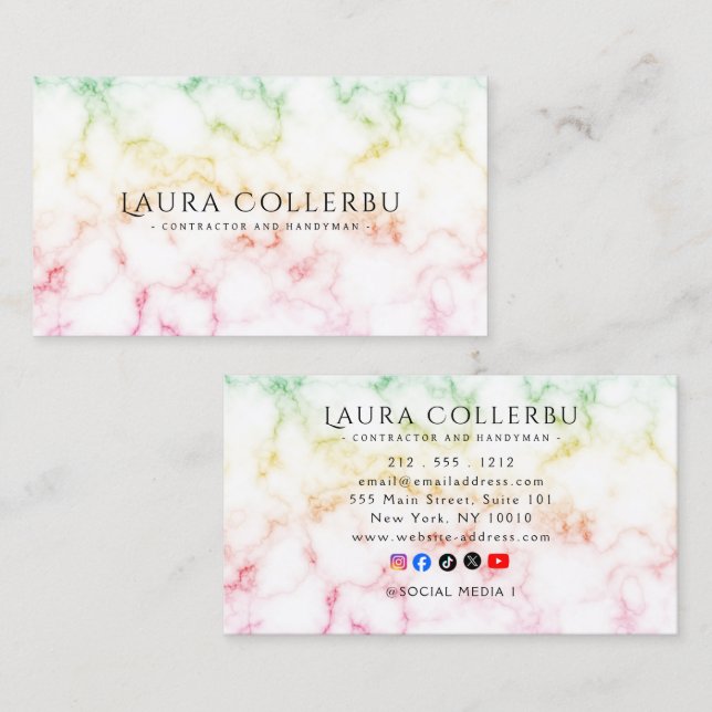 Cartão De Visita Colorful Gradient Marble Texture  Business Card (Frente/Verso)