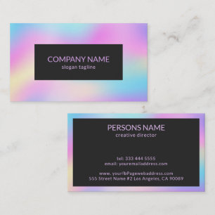 Cartão De Visita Colorful iridescent texture gold custom typography