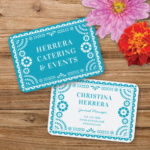 Cartão De Visita Colorida Aqua Papel Picado Catering Stylist