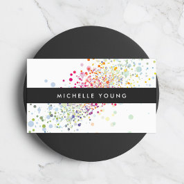 Cartão De Visita Colorida Confetti Bokeh no White Modern