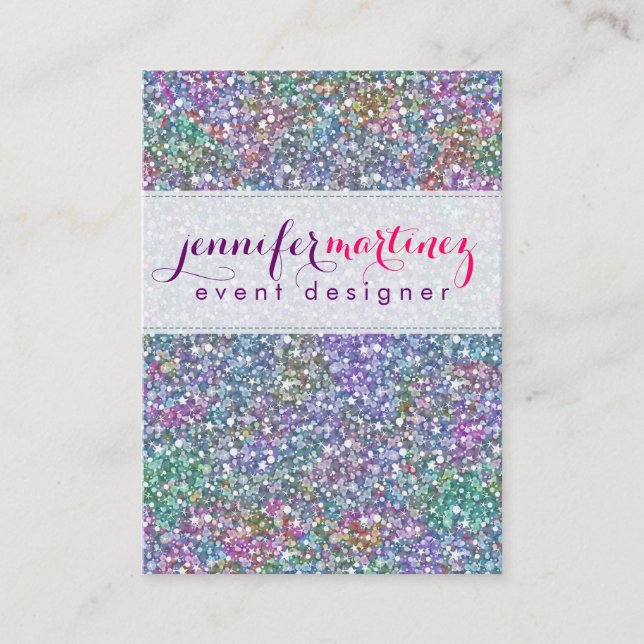 Cartão De Visita Colorida Elegante Tint Glitter e Sparkles 2 (Frente)