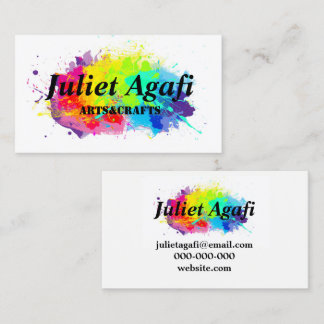 Cartão de visita colorido com manchas coloridas