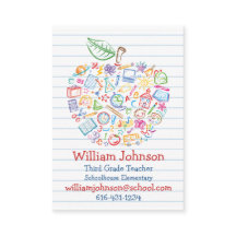 Cartão de visita colorido de Apple dos professores