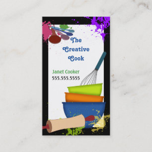 Cartão de visita colorido do cozinhar do respingo