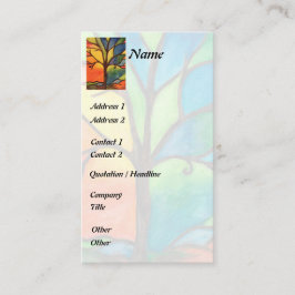 Cartão de visita colorido do vitral da árvore