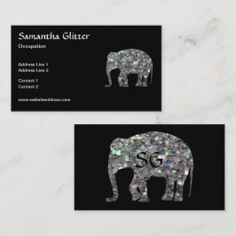 Cartão De Visita Colorido mosaico prateado cintilante Elefante Mono