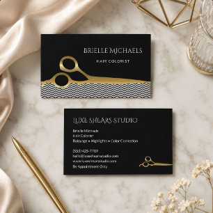 Cartão De Visita Colorista de Cabelo Preto Dourado