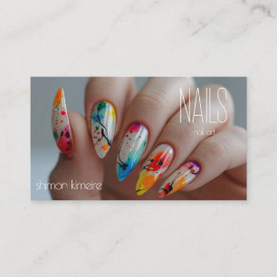 Cartão De Visita Colors Splatter Paint Nail Art Manicurist Lealdade