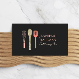 Cartão De Visita Coluna Glitter Whisk Spatula Logotipo Cinza Escura