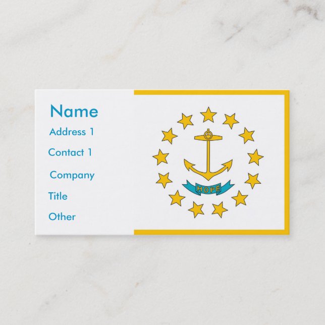 Cartão de Visita com a Bandeira de Rhode Island EU (Frente)