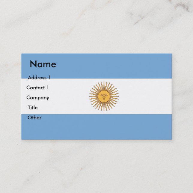 Cartão de visita com bandeira da Argentina (Frente)