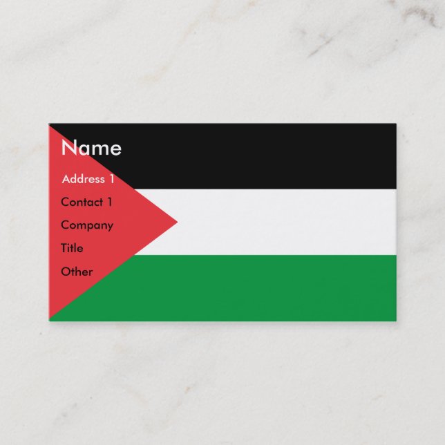 Cartão de visita com bandeira da Palestina (Frente)