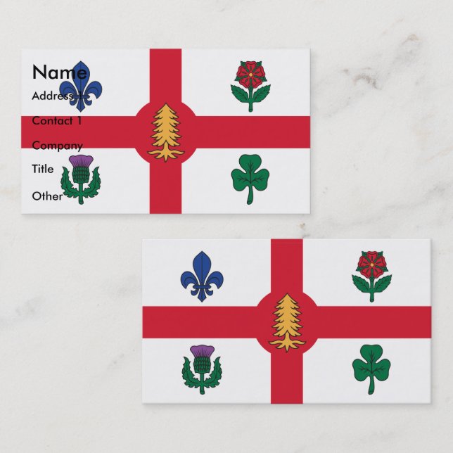 Cartão de Visita com Bandeira de Montreal, Canadá (Frente/Verso)