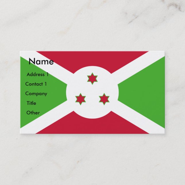 Cartão de visita com bandeira do Burundi (Frente)