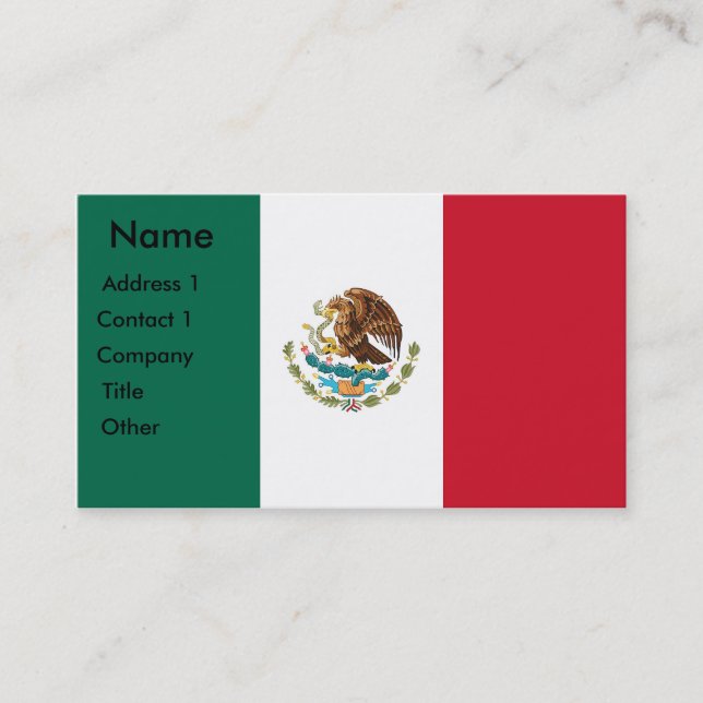 Cartão de visita com bandeira do México (Frente)