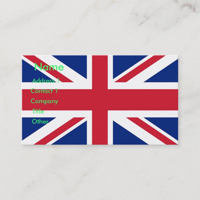 Cartão de visita com bandeira do Reino Unido (Frente)