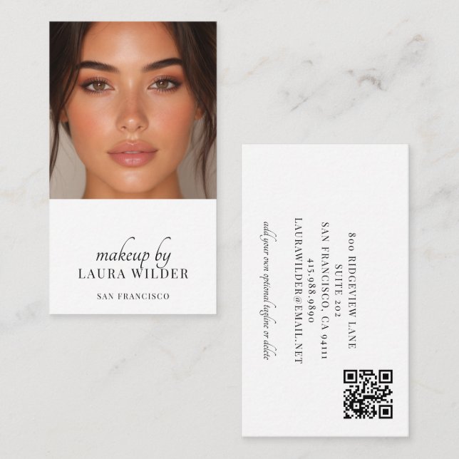 Cartão de Visita com Código QR de Foto de Maquiado (Frente/Verso)