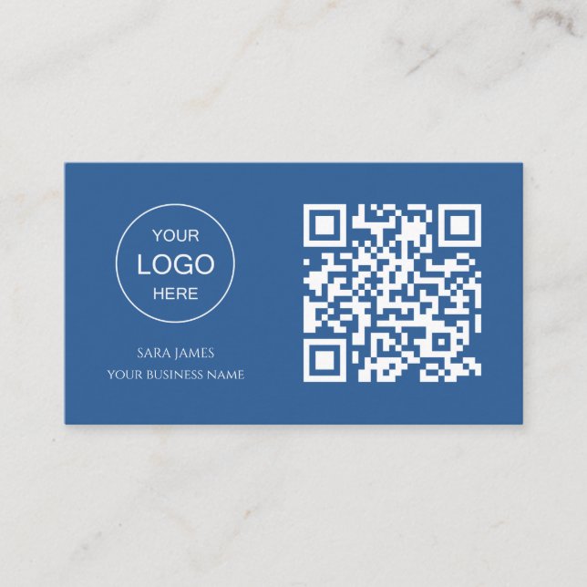 Cartão de Visita com Código QR | Design Moderno Az (Frente)