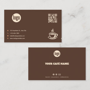 Cartão de Visita com Código QR do Logotipo do Café