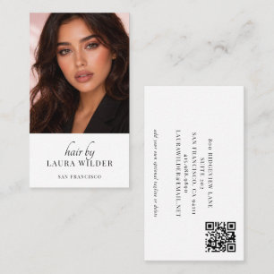 Cartão de Visita com Código QR e Foto de Cabeleire