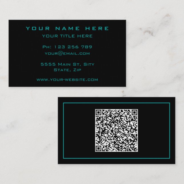 Cartão de visita com código QR - Escolher cores (Frente/Verso)