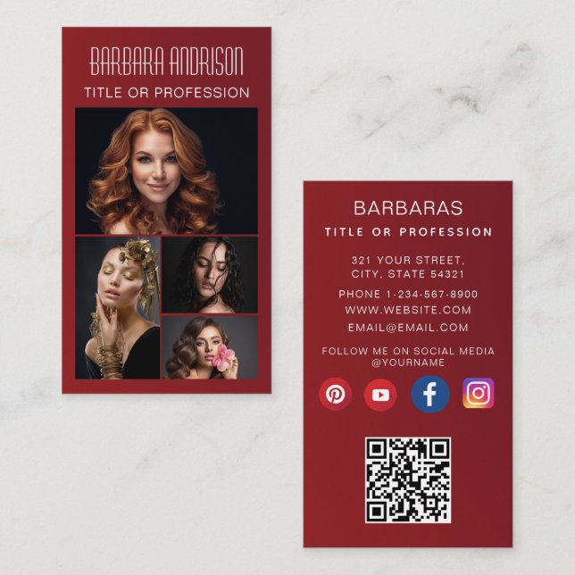 Cartão de Visita com Código QR Moderno e Tendência (Frente/Verso)