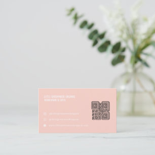 Cartão de Visita com Código QR   Rosa Feminino Mod