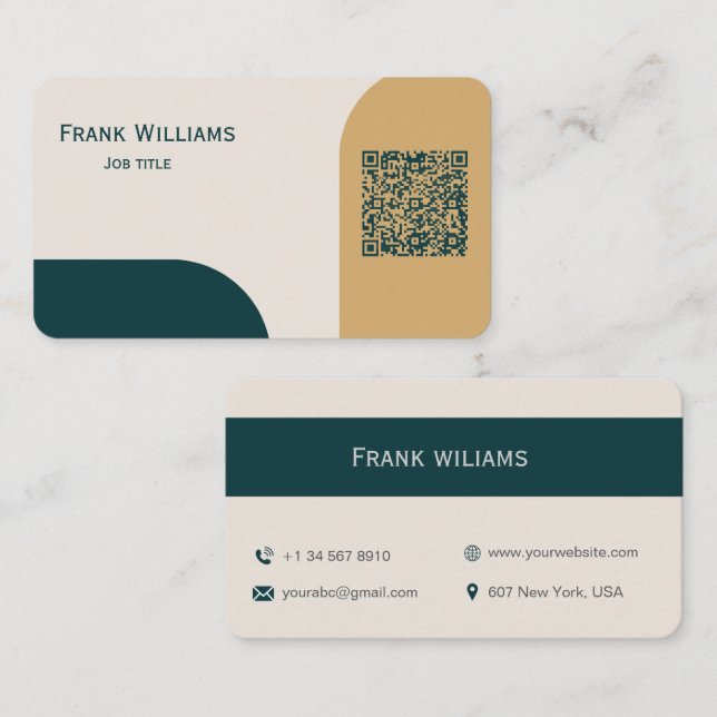 Cartão de Visita com Design Moderno e Código QR (Frente/Verso)